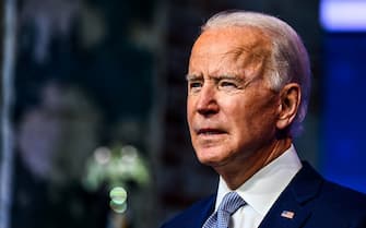 US President-elect Joe Biden speaks during a cabinet announcement event in Wilmington, Delaware, on November 24, 2020. - US President-elect Joe Biden introduced November 24, 2020 a seasoned national security team he said was prepared to resume US leadership of the world after the departure of President Donald Trump. "It's a team that will keep our country and our people safe and secure," Biden said, introducing his picks for secretary of state, national security advisor, intelligence chief, and other key cabinet jobs"It's a team that reflects the fact that America is back. Ready to lead the world, not retreat from it," Biden said. (Photo by CHANDAN KHANNA / AFP)