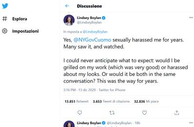 Andrew Cuomo governatore di New York accusato di molestie sessuali
