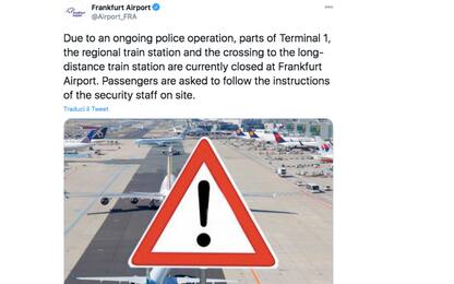 Francoforte, evacuate alcune zone dell’aeroporto per bagaglio sospetto