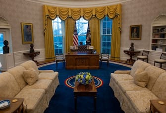 1230713708 WASHINGTON, DC - January 20:
An early preview of the redesigned Oval Office awaiting President Joseph Biden at the White House in Washington, DC.
(Photo by Bill O'Leary/The Washington Post via Getty Images)
