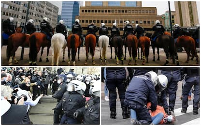 Covid, proteste contro restrizioni: arresti da Bruxelles a Vienna