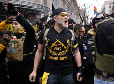 WASHINGTON,DC-DEC12: Proud Boys during a rally for Donald Trump in Washington, DC, December 12, 2020. (Photo by Evelyn Hockstein/For The Washington Post via Getty Images)