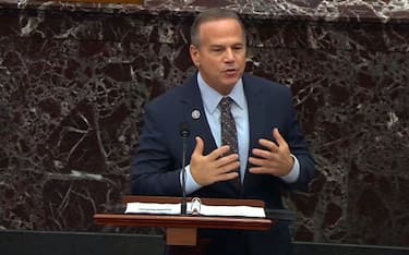 WASHINGTON, DC - FEBRUARY 11: In this screenshot taken from a congress.gov webcast, Impeachment Manager Rep. David Cicilline (D-RI) speaks on the third day of former President Donald Trump's second impeachment trial at the U.S. Capitol on February 11, 2021 in Washington, DC. House impeachment managers will make the case that Trump was â  singularly responsibleâ   for the January 6th attack at the U.S. Capitol and he should  be convicted and barred from ever holding public office again. (Photo by congress.gov via Getty Images)