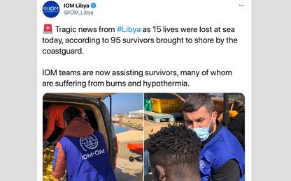 Migranti, Oim: naufragio in Libia, 15 morti e 95 sopravvissuti