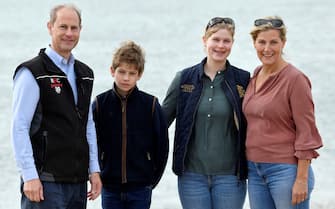 Britain's Prince Edward and Sophie, Countess of Wessex, pose with their children Lady Louise and James, Viscount Severn, as they take part in the Great British Beach Clean in Southsea, Britain September 20, 2020. REUTERS/Toby Melville/Pool