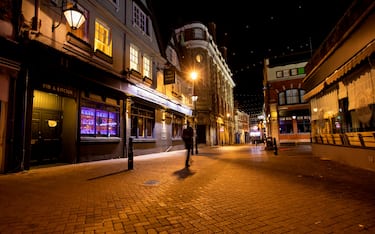 First Friday night of early pub closures due to the government hospitality curfew in Northampton, England on 25th September 2020. (Photo by Leila Coker/MI News/NurPhoto via Getty Images)