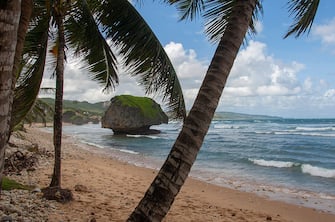 461253902 BARBADOS - 2005/12/04: The Soup Bowl at Bathsheba, a beach with interesting rock formation formed by erosion on the east coast of Barbados, an island in the Caribbean. (Photo by Wolfgang Kaehler/LightRocket via Getty Images)