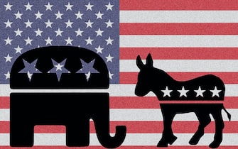 The Republican elephant and the democratic donkey are the heraldic animals of the two major parties in the United States. The United States 2020 presidential election is scheduled for November 3, 2020. It is the 59th presidential election. | usage worldwide