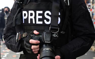 Press Photographers wearing press sign, covering the Revolt of the yellow vests (gilets jaunes) movement, Violence has occurred in the streets of Paris, ClashesÊbroke outÊbetweenÊYellow VestÊprotesters and French Anti-riot police using tear gas, stun grenades and rubber bullets LDP, Several reporters and photographers were the targets of verbal and physical violence by both side Police and yellow vest protesters while covering the protests in various parts of France, the protest its began on November 17th against the policy of President Emmanuel Macron asking for more democracy and for the RIC (Citizens Initiated Referendum). The rise of taxes against President Macron and his Government and their demand of his resignation. Paris. France.  01/05/2019//ALFREDPHOTOS_Alfred001/1905061450/Credit:Alfred Photos/SIPA/1905061453