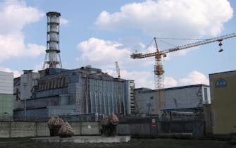 L'ex centrale di Chernobyl prima della costruzione della cupola sopra il sarcofago
