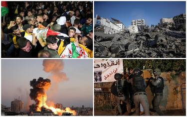 Alcuni momenti degli scontri a Gaza