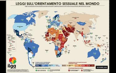 La mappa dell'Ilga sulla situazione dei diritti degli omosessuali nel mondo
