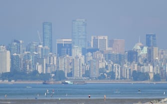 The city of Vancouver, British Columbia, is seen through a haze on a scorching hot day, June 29, 2021. - Schools and Covid-19 vaccination centers closed Monday while community cooling centers opened as western Canada and parts of the western United States baked in an unprecedented heat wave that broke several temperature records.
Lytton in British Columbia broke the record for Canada's all-time high Monday, with a temperature of 118 degrees Fahrenheit (47.9 degrees Celsius), just one day after the village set the previous record at 116 degrees. (Photo by Don MacKinnon / AFP) (Photo by DON MACKINNON/AFP via Getty Images)