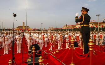 Un momento delle celebrazioni del centenario del Partito comunista cinese in piazza Tienanmen, a Pechino