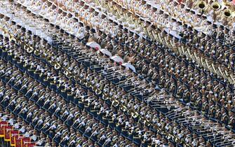 Un momento musicale alle celebrazioni per i 100 anni del Partito comunista cinese in piazza Tienanmen, a Pechino