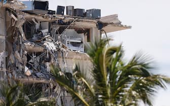 SURFSIDE, FLORIDA - JULY 03: A general view of the partially collapsed 12-story Champlain Towers South condo building on July 03, 2021 in Surfside, Florida. Over one hundred people are being reported as missing as the search-and-rescue effort continues. (Photo by Michael Reaves/Getty Images)