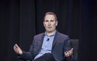 Andy Jassy, chief executive officer of web services at Amazon.com Inc., speaks during the Amazon Web Services (AWS) Summit in San Francisco, California, U.S., on Wednesday, April 19, 2017. Jassy is leading a push into artificial intelligence to boost Amazon's cloud computing, which commands about 45 percent of the market for infrastructure as a service, where companies buy basic computing and storage power from the cloud. Photographer: David Paul Morris/Bloomberg