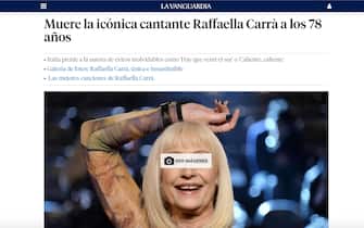Raffaella Carrà è morta: la notizia sui siti di tutto il mondo tra cui La Vanguardia