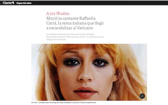 Raffaella Carrà è morta: la notizia sui siti di tutto il mondo tra cui Clarin