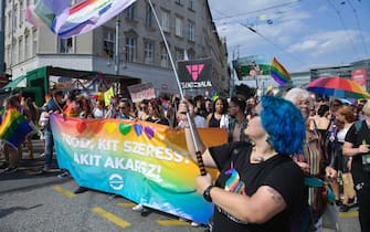 La parata del gay pride a Budapest, in Ungheria