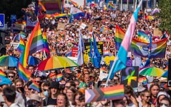 I partecipanti al Gay Pride di Budapest