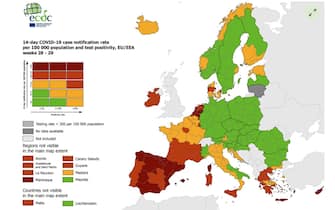 La nuova mappa dell'Ecdc sulle zone rosse europee