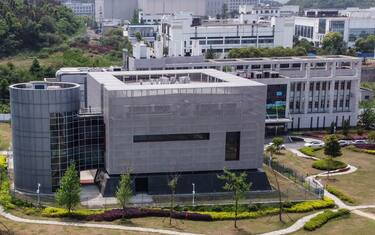 TOPSHOT - An aerial view shows the P4 laboratory at the Wuhan Institute of Virology in Wuhan in China's central Hubei province on April 17, 2020. - The P4 epidemiological laboratory was built in co-operation with French bio-industrial firm Institut Merieux and the Chinese Academy of Sciences. The facility is among a handful of labs around the world cleared to handle Class 4 pathogens (P4) - dangerous viruses that pose a high risk of person-to-person transmission. (Photo by Hector RETAMAL / AFP) (Photo by HECTOR RETAMAL/AFP via Getty Images)