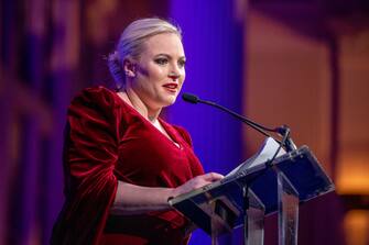 NEW YORK, NEW YORK - NOVEMBER 20: Host Meghan McCain on stage during the 29th Annual Achilles Gala Honoring president and CEO of Cinga David Cordani with "Volunteer of the Year Award"  at Cipriani South Street on November 20, 2019 in New York City. (Photo by Roy Rochlin/Getty Images)