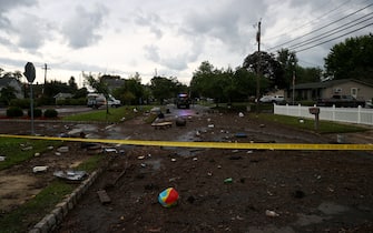 HELMETTA, NJ - AUGUST 22: Tropical Storm Henri hit the town of Helmetta in New Jersey, United States on August 22, 2021. (Photo by Tayfun Coskun/Anadolu Agency via Getty Images)