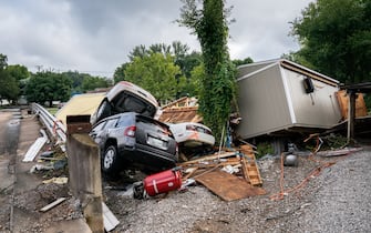Aug 22, 2021; Waverly, TN, USA; Flood damage on Sunday, Aug. 22, 2021 after 15 inches of rainfall caused substantial flooding in the Humphreys County city, with the death toll at 10 with 40 others still missing as of Sunday morning. Mandatory Credit: Andrew Nelles-USA TODAY NETWORK/Sipa USA