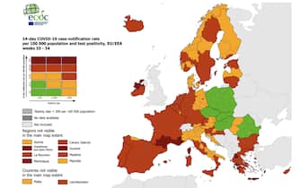 Mappa ecdc sul contagio in Europa