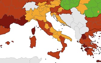 Mappa Ecdc sulle zone rosse in Italia