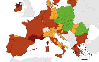 Mappa Ecdc sulle zone rosso scuro in Europa