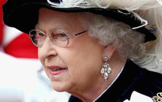 Queen Elizabeth II during the annual procession for members of the Order of the Garter ahead of the service at St George's Chapel, Windsor Castle.