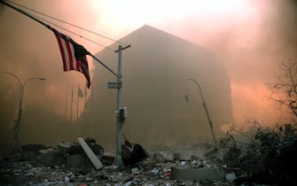 USA. New York City. September 11, 2001. Wreckage of the World Trade Center. 