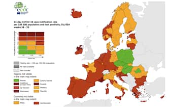 Mappa ecdc sul contagio in Europa