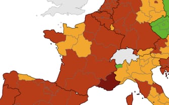 nella mappa ecdc la Francia torna in parte in arancione