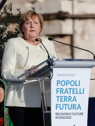 Angela Merkel all'incontro Colosseo per la pace