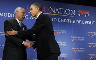 Colin Powell con l'ex presidente americano Barack Obama