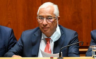 LISBON, PORTUGAL - OCTOBER 27: Portuguese Prime Minister Antonio Costa sits at 2022 Government Budget debate before the Assembleia da Republica plenary session on October 27, 2021 in Lisbon, Portugal. The plenary of Portuguese Parliament began yesterday to debate in general terms the draft law of the Government for 2022 country's budget. There will be more than ten hours of debate between in a two-day period. As it stands for the moment it is possible that the Parliament will reject the government's proposal, and the Portuguese President will then shut it down and Portugal will go through parliamentary election. (Photo by Horacio Villalobos#Corbis/Corbis via Getty Images)
