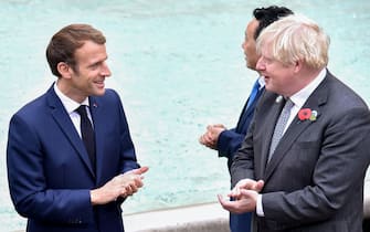 Il presidente francese Emmanuel Macron e il premier britannico Boris Johnson a Roma per il G20