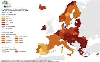 Mappa Ecdc su situazione Covid in Europa 10 novembre
