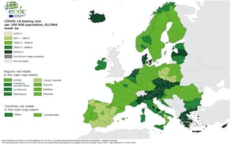 Mappa Ecdc su situazione Covid in Europa 10 novembre 2021