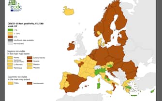 Mappa Ecdc sul tasso di positività in Europa