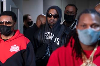 ATLANTA, GA - OCTOBER 23: Ye arrives to the arena for the fight between Jamel Herring and Shakur Stevenson at State Farm Arena on October 23, 2021 in Atlanta, Georgia. (Photo by Brandon Magnus/Getty Images)