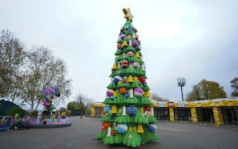 A 33-foot tall LEGO Christmas tree, made with 364,481 DUPLO and LEGO bricks, at the LEGOLAND Windsor Resort in Berkshire. Picture date: Wednesday November 10, 2021.