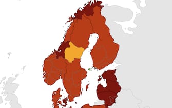 Mappa Ecdc sulle zone rosse in Europa