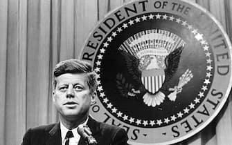 381091 27: President John F. Kennedy speaks at a press conference August 1, 1963. (Photo by National Archive / Newsmakers)
