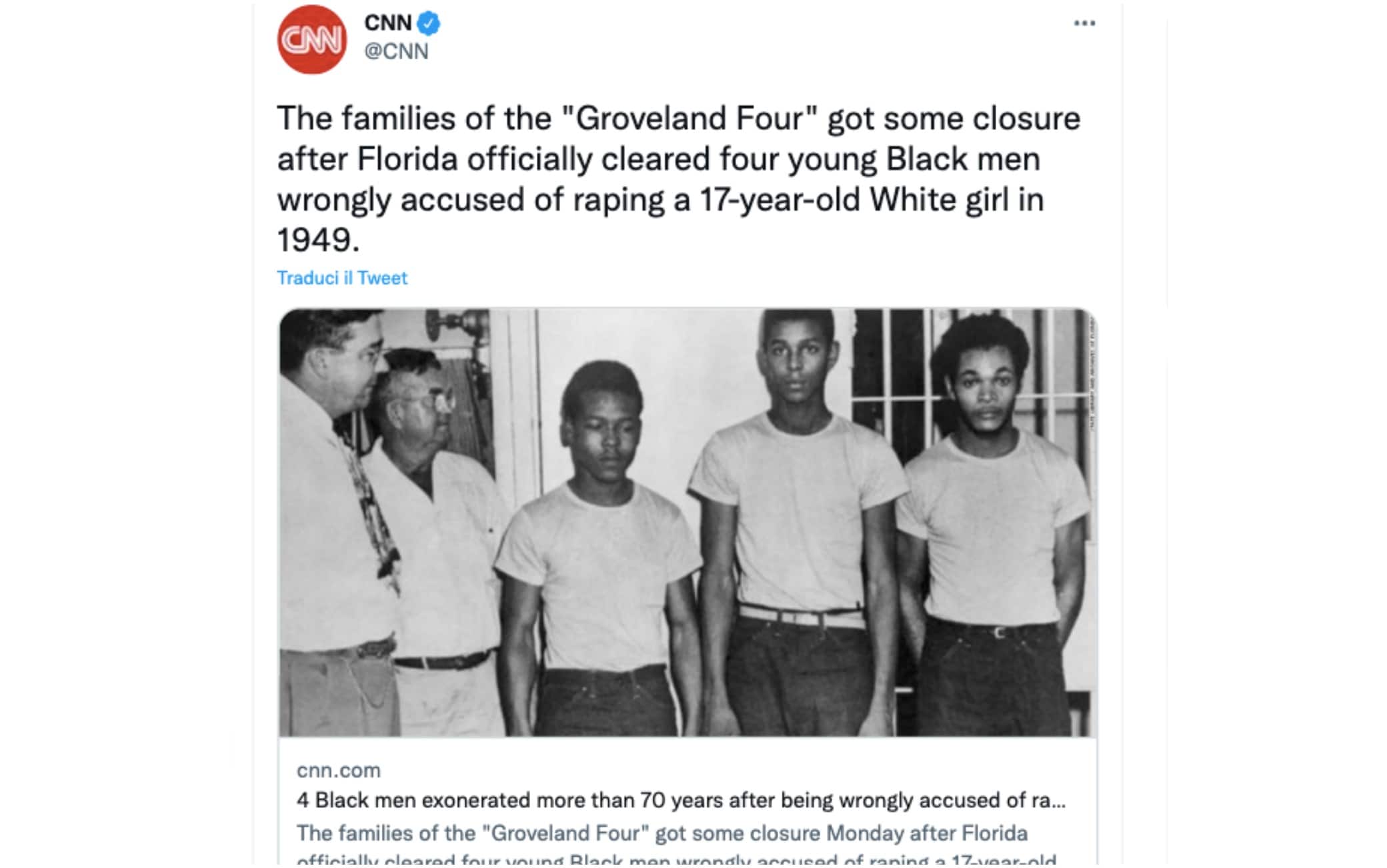 Usa, four African Americans cleared of rape charges in Florida after more than 70 years