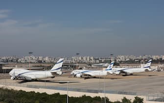 ELAL airplanes stand still at the Ben Gurion International Airport near Tel Aviv, Israel, 25 January 2021. ANSA / ABIR SULTAN